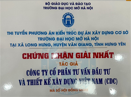 CDC – GIẢI NHẤT PHƯƠNG ÁN KIẾN TRÚC CƠ SỞ 2 TRƯỜNG ĐẠI HỌC MỞ HÀ NỘI