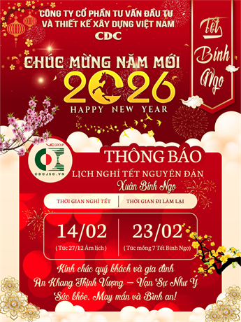 Thông báo lịch nghỉ Tết xuân Bính Ngọ 2026